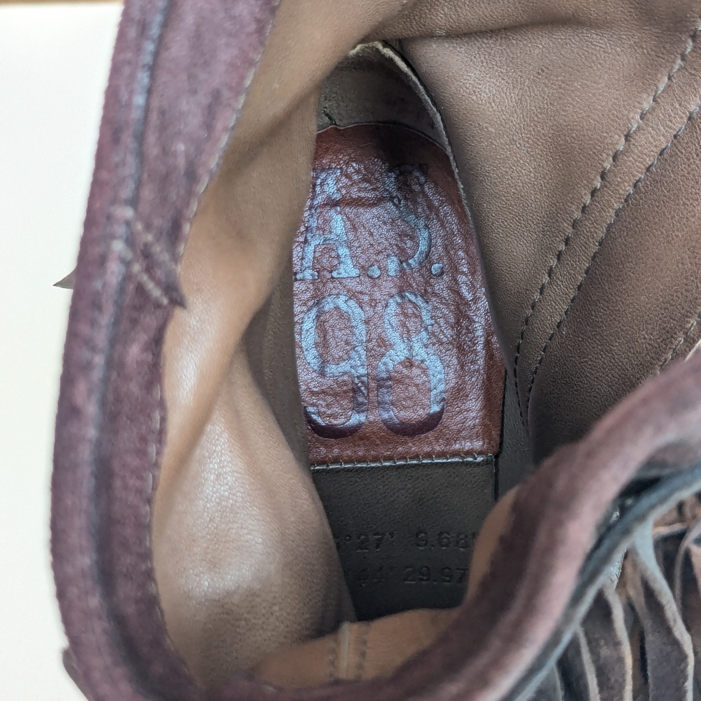 A.S.98 Burgundy Fringed Ankle Boots - Picture 11 of 12